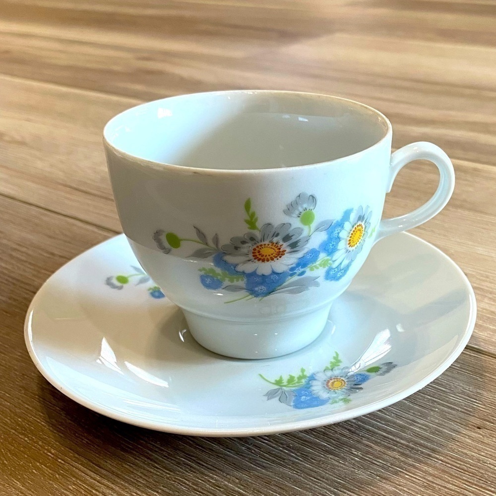 Antique JLMenau Graf Von Henneberg Porzellan Germany Tea Cup and Saucer set of 2